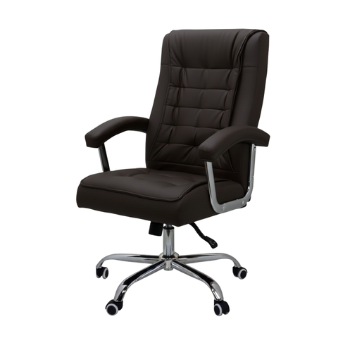 Cadeira de Escritório Modelo Presidente em Couro Sintético com Molas Ensacadas no Assento