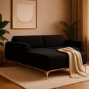 Ver imagem 4 de Sofá com Chaise Lado Direito 230cm Cocie Veludo Preto - Sallar Home