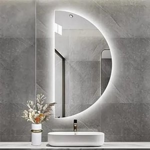 Espelho Meia Lua Moderno de Led Claro Blogueira 75x50 com Bateria