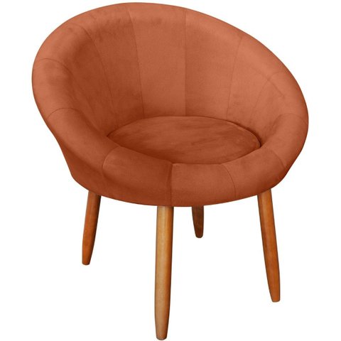 Poltrona Sala Decorativa Moderna Estofada para Recepção Resistente Tecido Veludo Pés de Madeira