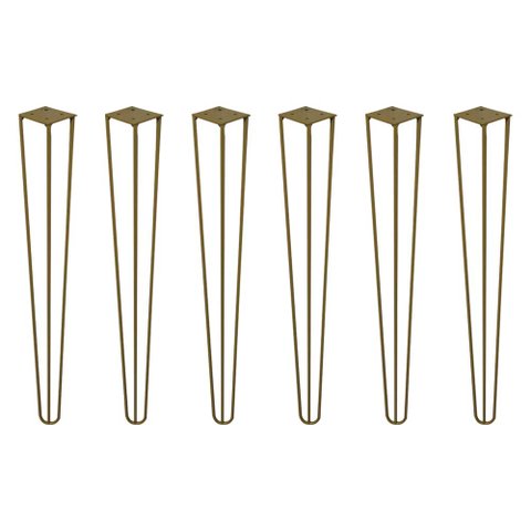 Kit 6 Pés de Metal 60 CM Hairpin Legs Mesa de Canto Aparador Dourado
