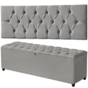 Ver imagem 2 de Cabeceira Solteiro Paris Estofada Painel com Recamier Baú 80cm para Cama Box Cinza - Arkell