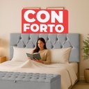 Ver imagem 4 de Cabeceira Solteiro Paris Estofada Painel com Recamier Baú 80cm para Cama Box Cinza - Arkell