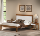 Ver imagem 1 de Cama de Casal em Madeira Maciça Modena Marrom/Amêndoa/Branco