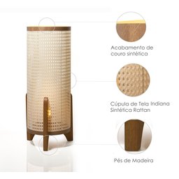 Luminária de Chão Ravely Abajur Estilo Japandi - 3