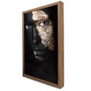Ver imagem 4 de Quadro Decorativo Mulher Olhos Dourados em Moldura Caixa Tacolado Moldura Trad 1cm Preta sem Vidro 4