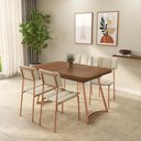 Ver imagem 1 de Conjunto Sala de Jantar 4 Cadeiras Flor de Lis Carraro Nogal Rosê