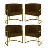 Kit 4 Cadeiras Poltrona Lua Corino Sala Quarto Gold Balaqui Cor:marrom - 1