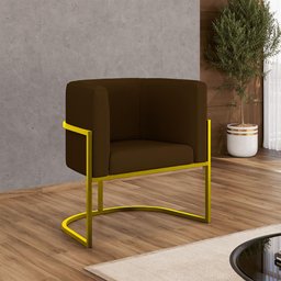 Kit 4 Cadeiras Poltrona Lua Corino Sala Quarto Gold Balaqui Cor:marrom - 2
