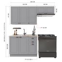 Ver imagem 3 de Cozinha Modulada 3 Peças Balcão sem Tampo Armário Aéreo 100% MDF com Rodapé Bari Cinza/Titanio Fosco