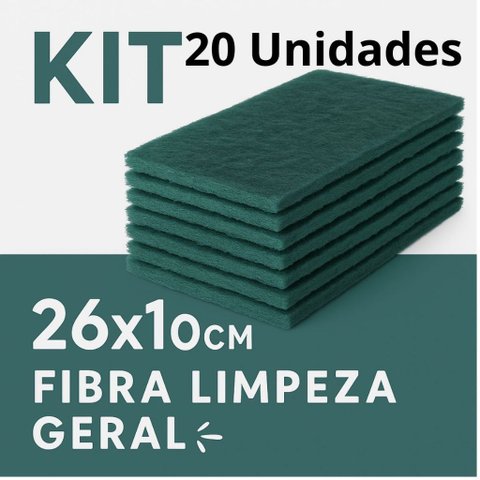 Kit Fibra Limpeza Geral Verde 26cm × 10cm – Multiuso para Piso, Parede, Bancada