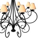 Ver imagem 4 de Lustre Provençal com Cúpulas Rústicas de Algodão p/ Casa Alto Padrão - Preto