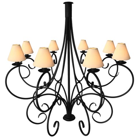 Lustre Provençal com Cúpulas Rústicas de Algodão p/ Casa Alto Padrão - Preto