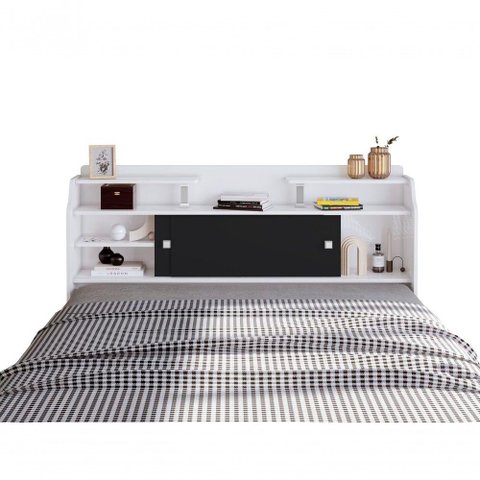 Cabeceira Casal Flex Elisa Conjunto Box 138cm Branca/preta