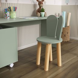 Cadeira Coelho Criativa Infantil para Crianças Estudar Desenhar 100% Mdf Bp Melaminico:verde Jade - 4