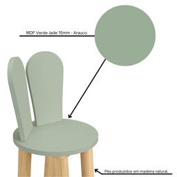 Cadeira Coelho Criativa Infantil para Crianças Estudar Desenhar 100% Mdf Bp Melaminico:verde Jade - 9