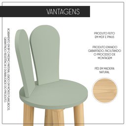 Cadeira Coelho Criativa Infantil para Crianças Estudar Desenhar 100% Mdf Bp Melaminico:verde Jade - 8