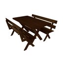 Ver imagem 1 de Conjunto Mesa 1,6m e 2 Bancos Com Encosto Madeira Maciça Eucalipto:Tabaco