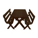 Ver imagem 2 de Conjunto Mesa 1,6m e 2 Bancos Com Encosto Madeira Maciça Eucalipto:Tabaco