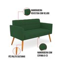Ver mais imagens de Kit 1 Sofá Namoradeira e 1 Poltrona Elisa Veludo Pés Palito Castanho - D'Rossi Cor Verde