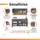 Ver imagem 4 de Kit Armário de Cozinha e Balcão Completa 1,50m Line Madeirado/grafite Kit's Paraná