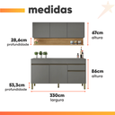 Ver imagem 3 de Kit Armário de Cozinha e Balcão Completa 1,50m Line Madeirado/grafite Kit's Paraná