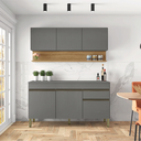 Ver imagem 2 de Kit Armário de Cozinha e Balcão Completa 1,50m Line Madeirado/grafite Kit's Paraná