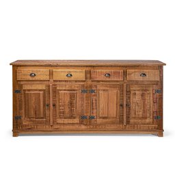 Arca Rústica Decorativa em Madeira Maciça 4 Portas 4 Gavetas - Natural - 1