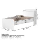 Ver imagem 3 de Bicama Solteiro 2 Gavetas 220x98 Cm com Bau e Cama Auxiliar Mdf Branco Decmade