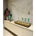 Ver imagem 3 de Bandeja Espelho Dourado Grande Luxo Mesa Sala Jantar 60x30