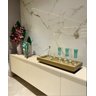 Bandeja Espelho Dourado Grande Luxo Mesa Sala Jantar 60x30 - 3