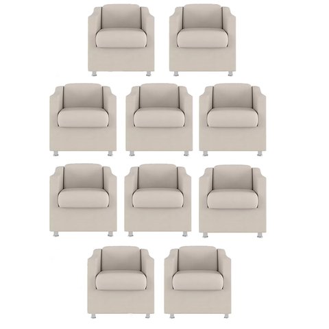 Kit 10 Poltronas Decorativa Reforçada Recepção Clinica Salão Suede:bege