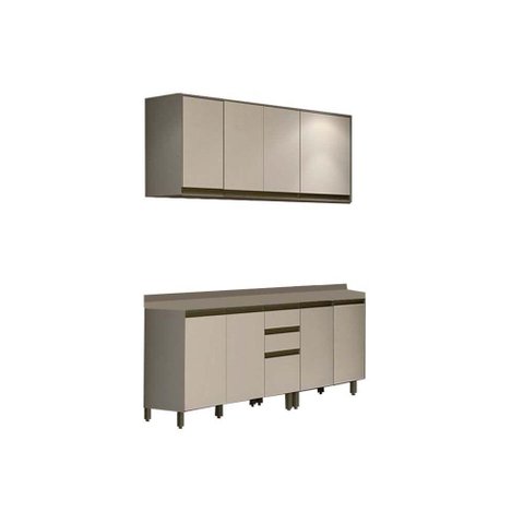 Cozinha Completa Connect 6 Peças (2 Armários + 2 Balcões + 2 Complementos) C6P06 Duna/Cristal - Henn