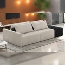 Ver imagem 2 de Sofá Ilha Modular para Sala 232cm com Puff Dublin K01 Bouclê Creme e Sintético Preto - Lyam Decor