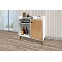 Ver imagem 1 de Aparador Cantinho do Café Mad Estilo Retrô com Pés em Madeira Cor Branco/ripado 3d Rm