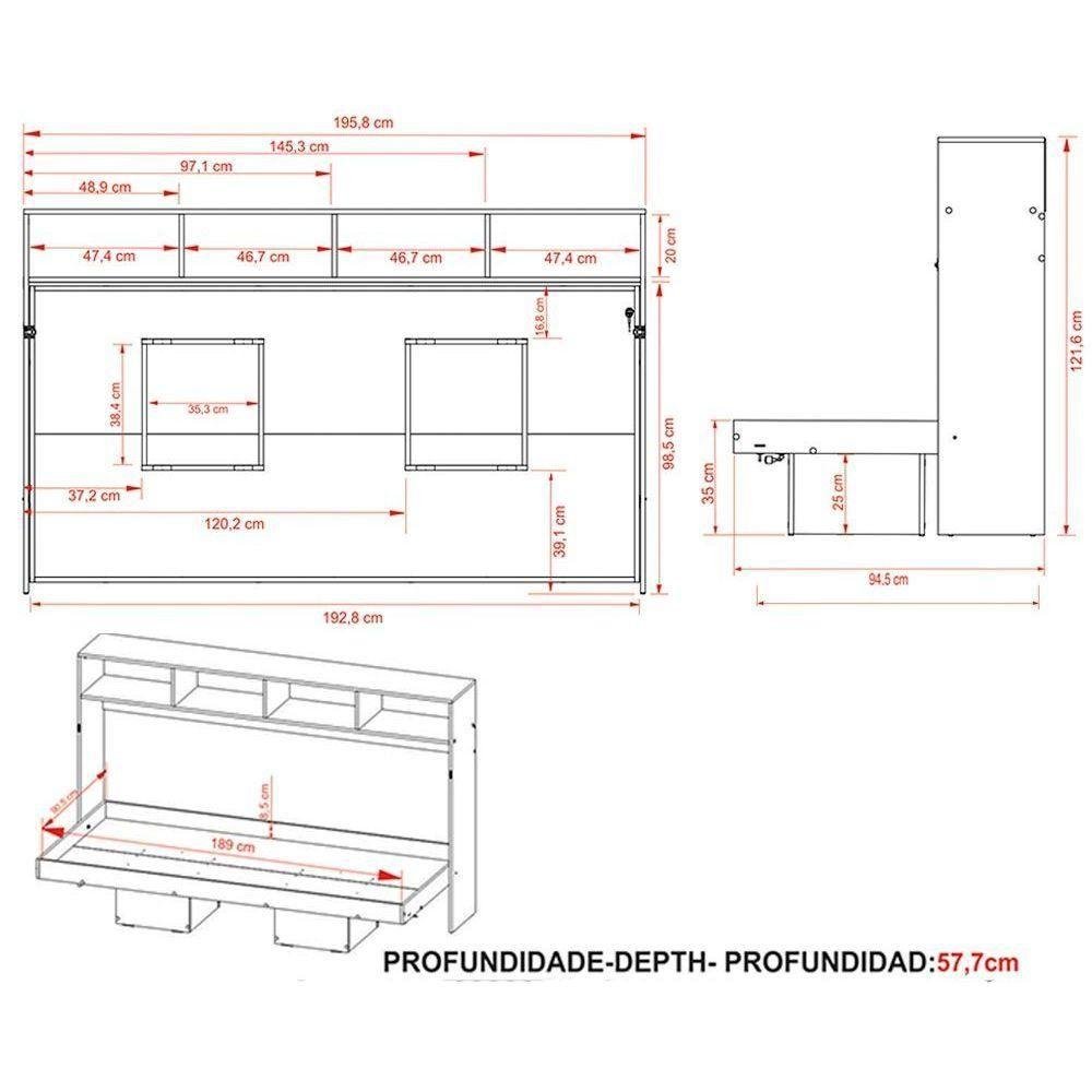 Cama Dobrável Articulada Multifuncional Cm8020 Amêndoa - Tecno Mobili - 7