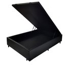 Ver imagem 1 de Cama Box Baú Casal - 44x138x188cm - Couro Preto Preto Liso
