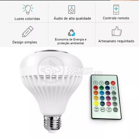 Lâmpada Led 12w E27 Rgb Colorida com Caixa de Som