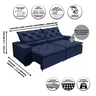 Sofá Mônaco Retrátil e Reclinável 3,52 M Veludo Azul 3 Lugares - 3