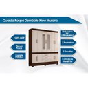 Ver imagem 2 de Guarda Roupa Casal 10 Portas e 3 Gavetas c/ Espelho New Murano Amêndola - Demóbile