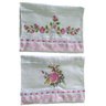 Jogo de Toalhas Bordadas Lavabo De Mão Estampa: Ramalhete e Rosas. 2 peças, Cor: Branco. Marca Dohle - 1