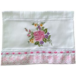 Jogo de Toalhas Bordadas Lavabo De Mão Estampa: Ramalhete e Rosas. 2 peças, Cor: Branco. Marca Dohle - 2