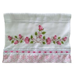 Jogo de Toalhas Bordadas Lavabo De Mão Estampa: Ramalhete e Rosas. 2 peças, Cor: Branco. Marca Dohle - 3