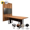 Ver imagem 4 de Conjunto Escritório Mesa 2,00m Pé Metal Painel P/ Tv Ng F5 Cor:nogal com Preto