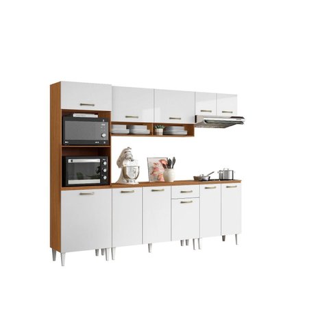 Jogo de Cozinha Atena Completo 249cm - Cinamomo/Branco Aramóveis
