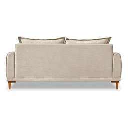 Sofá Living 2 Lugares Bouclê Bege 1.60m Pés em Madeira Bz Home Decor - 4