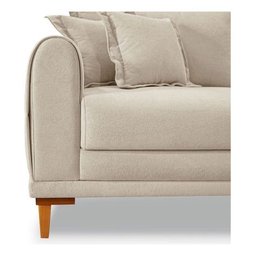 Sofá Living 2 Lugares Bouclê Bege 1.60m Pés em Madeira Bz Home Decor - 3
