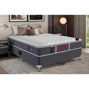 Cama Box + Colchão Castor Casal Super Luxo Light Stress One Face Pocket 138x188x54cm