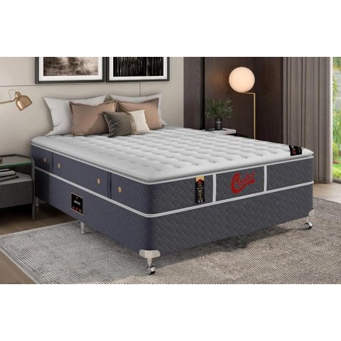 Cama Box + Colchão Castor Casal Super Luxo Light Stress One Face Pocket 138x188x54cm
