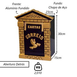 Caixa de Correio para Cartas Cristal Ouro Detras 15x23x30cm - 2